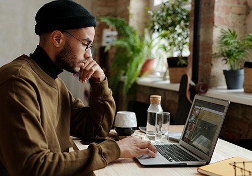 Student working on laptop